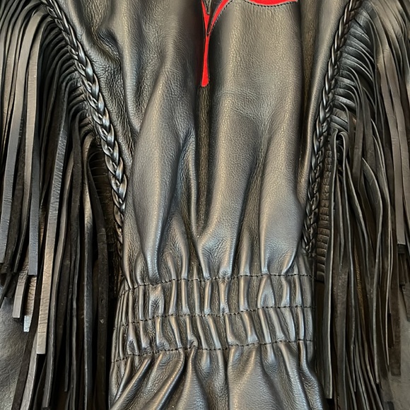 🎉HOST PICK! NWOT Black & Red Fringe Riding Leather Jacket - Picture 10 of 10